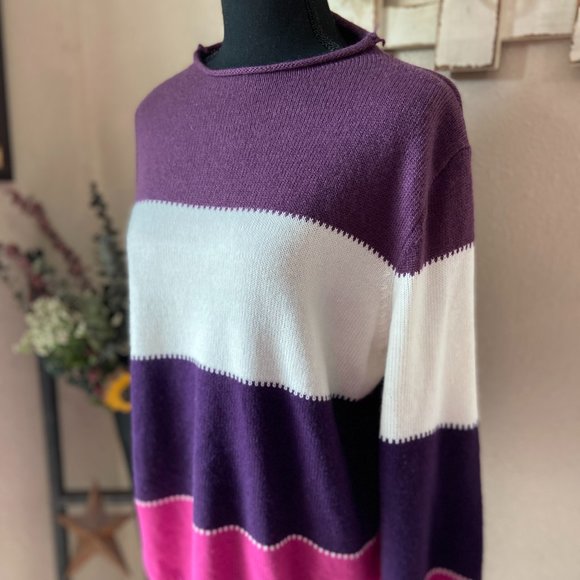 MISSLOOK Sweaters - 4/$20 Misslook Purple Cream and Pink Drop Shoulder Sweater Rolled Collar 3XL